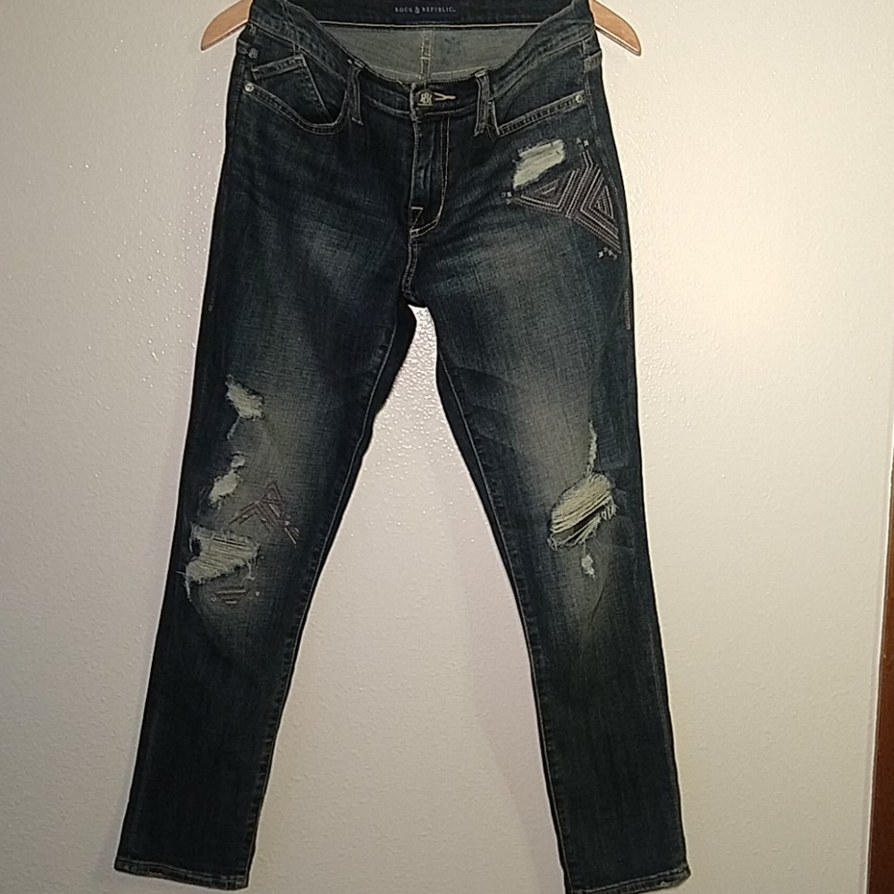 Rock & Republic Embroidered Denim Jeans Berlin